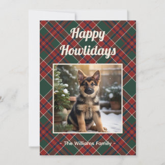 Cartes Pour Fêtes Annuelles Joyeux Howlidays Chien Rouge Vert Carreaux de Noël