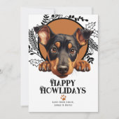 Cartes Pour Fêtes Annuelles Joyeux Howlidays Doberman Pinscher Chien Noël (Devant)