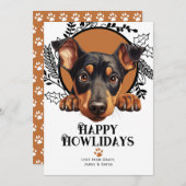 Cartes Pour Fêtes Annuelles Joyeux Howlidays Doberman Pinscher Chien Noël (Devant / Derrière)