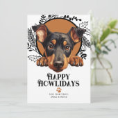 Cartes Pour Fêtes Annuelles Joyeux Howlidays Doberman Pinscher Chien Noël (Debout devant)