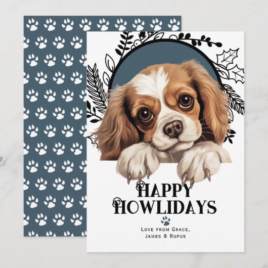 Cartes Pour Fêtes Annuelles Joyeux Howlidays Harrier Dog (Devant / Derrière)