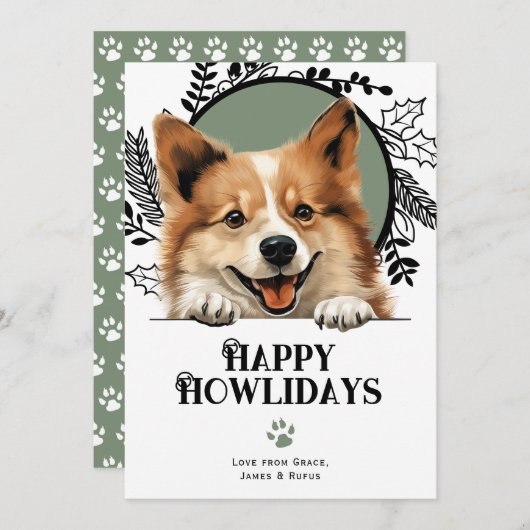 Cartes Pour Fêtes Annuelles Joyeux Howlidays Islande Sheepdog Christmas (Devant / Derrière)