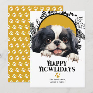 Cartes Pour Fêtes Annuelles Joyeux Howlidays Japonais Chien Chin Noël