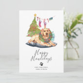 Cartes Pour Fêtes Annuelles Joyeux Howlidays Jaune Labrador Chien Noël (Debout devant)