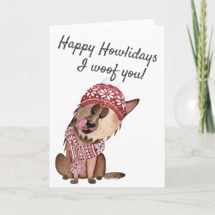 Cartes Pour Fêtes Annuelles Joyeux Howlidays Je Vous Aime Berger Allemand En c