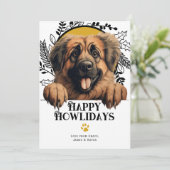 Cartes Pour Fêtes Annuelles Joyeux Howlidays Leonberger Chien Noël (Debout devant)