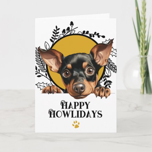 Cartes Pour Fêtes Annuelles Joyeux Howlidays Manchester Terrier Chien Noël (Devant)