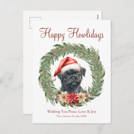 Cartes Pour Fêtes Annuelles Joyeux Howlidays mignon Affenpinscher Chien (Devant / Derrière)