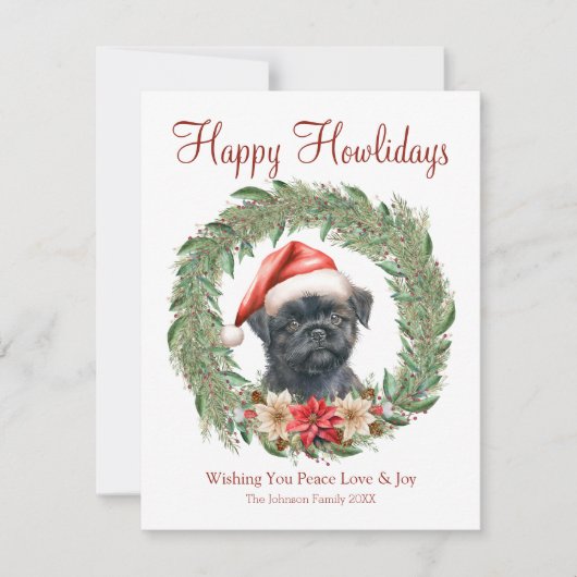 Cartes Pour Fêtes Annuelles Joyeux Howlidays mignon Affenpinscher Chien (Devant)