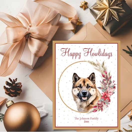 Cartes Pour Fêtes Annuelles Joyeux Howlidays mignon chien Akita