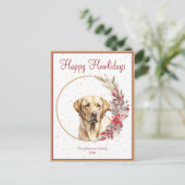 Cartes Pour Fêtes Annuelles Joyeux Howlidays mignon chien de laboratoire jaune (Debout devant)