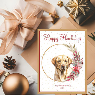 Cartes Pour Fêtes Annuelles Joyeux Howlidays mignon chien de laboratoire jaune