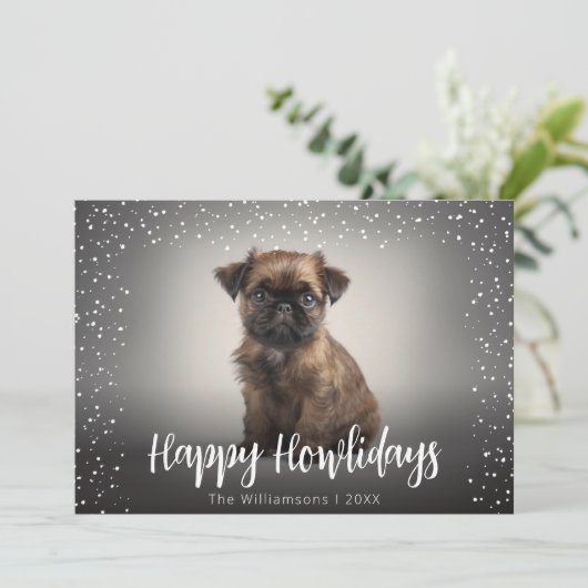 Cartes Pour Fêtes Annuelles Joyeux Howlidays mignon chien photo Noël (Debout devant)