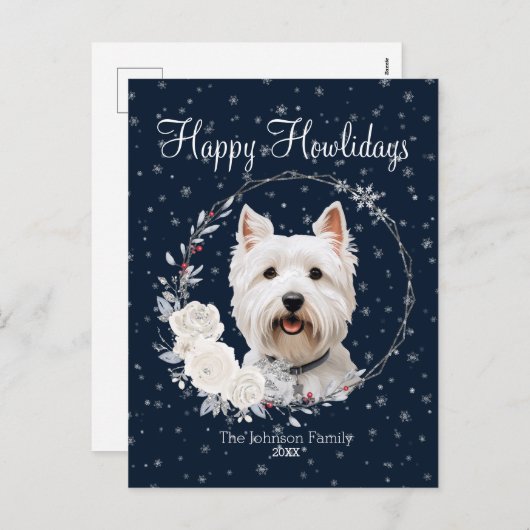 Cartes Pour Fêtes Annuelles Joyeux Howlidays mignon chien Westie (Devant / Derrière)