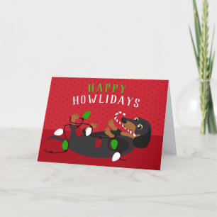 Cartes Pour Fêtes Annuelles Joyeux HOWLidays Mignon Dachshund Noël