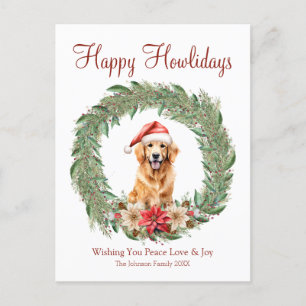 Cartes Pour Fêtes Annuelles Joyeux Howlidays mignon Golden Retriever Chien