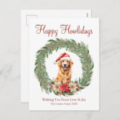 Cartes Pour Fêtes Annuelles Joyeux Howlidays mignon Golden Retriever Chien (Devant / Derrière)