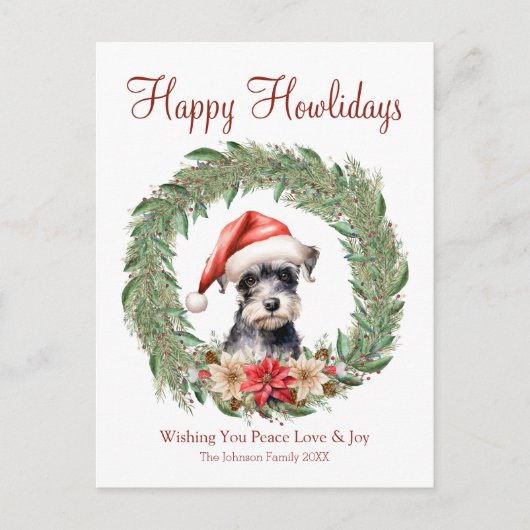 Cartes Pour Fêtes Annuelles Joyeux Howlidays mignon Schnauzer Chien de petite  (Devant)