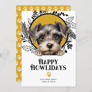 Cartes Pour Fêtes Annuelles Joyeux Howlidays Miniature Schnauzer Chien Noël