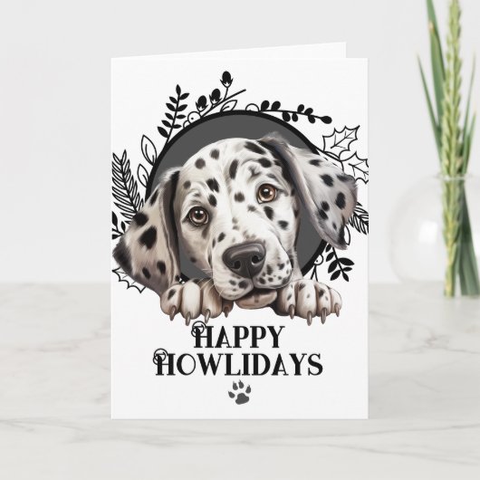 Cartes Pour Fêtes Annuelles Joyeux Howlidays Noël de chien dalmate (Devant)