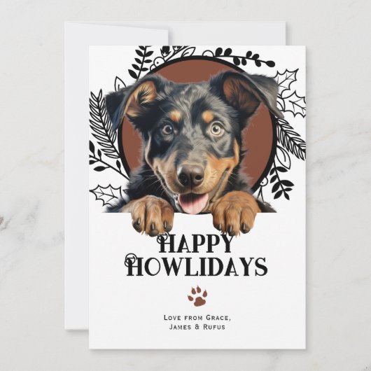 Cartes Pour Fêtes Annuelles Joyeux Howlidays Noël du chien de Beauceron (Devant)