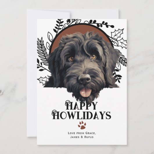 Cartes Pour Fêtes Annuelles Joyeux Howlidays Noir russe Terrier Noël (Devant)