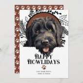 Cartes Pour Fêtes Annuelles Joyeux Howlidays Noir russe Terrier Noël (Devant / Derrière)
