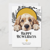 Cartes Pour Fêtes Annuelles Joyeux Howlidays Nuage Spaniel Chien Noël (Devant)