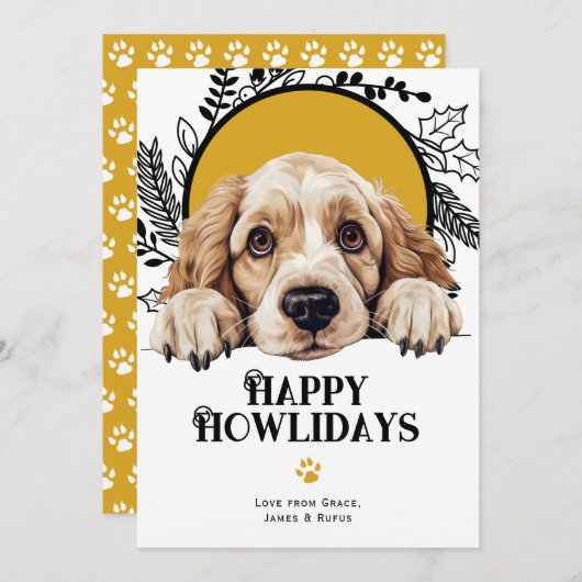 Cartes Pour Fêtes Annuelles Joyeux Howlidays Nuage Spaniel Chien Noël (Devant / Derrière)