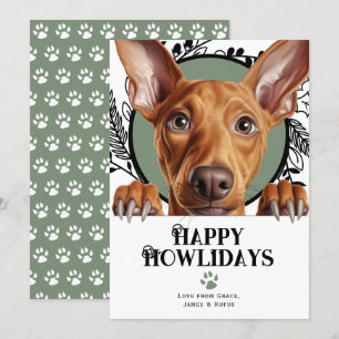 Cartes Pour Fêtes Annuelles Joyeux Howlidays Pharaoh Hound Dog Noël