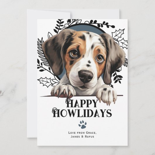 Cartes Pour Fêtes Annuelles Joyeux Howlidays Pointer Chien Noël (Devant)
