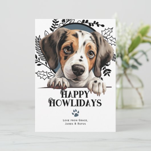 Cartes Pour Fêtes Annuelles Joyeux Howlidays Pointer Chien Noël (Debout devant)