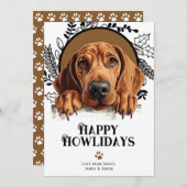 Cartes Pour Fêtes Annuelles Joyeux Howlidays Redbone Coonhound Chig Noël (Devant / Derrière)