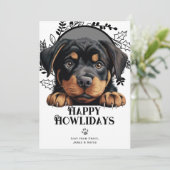 Cartes Pour Fêtes Annuelles Joyeux Howlidays Rottweiler Chien Noël (Debout devant)