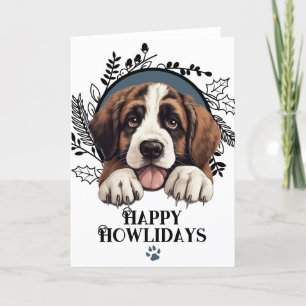 Cartes Pour Fêtes Annuelles Joyeux Howlidays Saint Bernard Dog Christmas