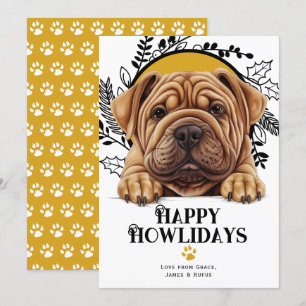 Cartes Pour Fêtes Annuelles Joyeux Howlidays Shar Pei Chien Noël