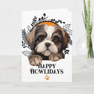 Cartes Pour Fêtes Annuelles Joyeux Howlidays Shih Tzu Chien Noël