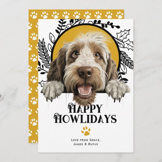 Cartes Pour Fêtes Annuelles Joyeux Howlidays Spinone Italiano Chien Noël (Devant / Derrière)