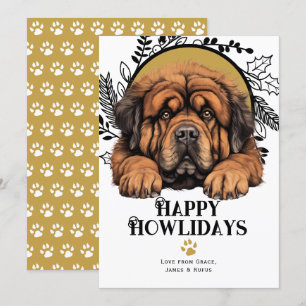 Cartes Pour Fêtes Annuelles Joyeux Howlidays Tibétain Mastiff Chien Noël