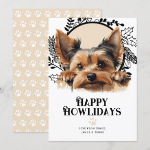 Cartes Pour Fêtes Annuelles Joyeux Howlidays Yorkshire Terrier Chien Noël