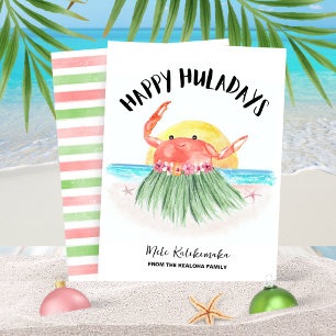 Cartes Pour Fêtes Annuelles Joyeux Huladays Plage de Crabe Noël Tropical