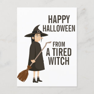 Cartes Pour Fêtes Annuelles Joyeux Humour d'Halloween Sorcière noire et blanch