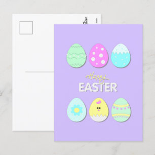 Cartes Pour Fêtes Annuelles Joyeux imprimé de Pâques avec de mignons oeufs de 