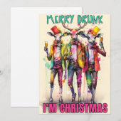Cartes Pour Fêtes Annuelles Joyeux Ivrogne (Devant / Derrière)