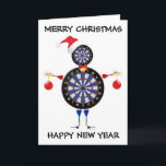 Cartes Pour Fêtes Annuelles Joyeux Joueur des fléchettes de Noël<br><div class="desc">Cette adorable carte de joueur de fléchettes de Noël Joyeux est parfaite pour tous ceux qui aiment un bon jeu de fléchettes.</div>