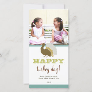 Cartes Pour Fêtes Annuelles Joyeux jour de dinde bleu vert coutume Thanksgivin