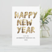 Cartes Pour Fêtes Annuelles Joyeux Jour de l'an moderne Lettré or non-photo (Debout devant)