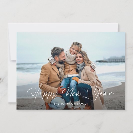 Cartes Pour Fêtes Annuelles Joyeux Jour de l'An moderne photo script (Devant)