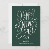 Cartes Pour Fêtes Annuelles Joyeux Jour de l'An Vert Script Entreprise moderne (Devant)