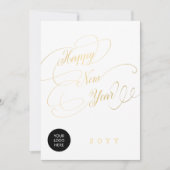 Cartes Pour Fêtes Annuelles Joyeux Jour de l'année or script entreprise logo e (Devant)
